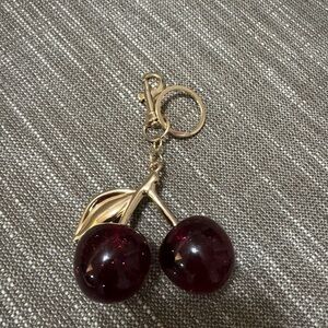 Cherry Keychain with Gold Accents